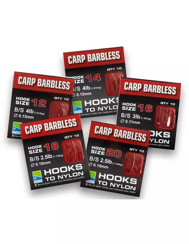 Preston BARBLESS CARP HOOKS TO NYLON 1 Preston BARBLESS CARP HOOKS TO NYLON