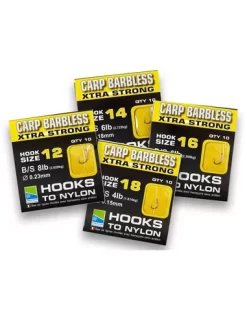 Preston BARBLESS CARP XTRA STRONG HOOKS TO NYLON - SIZE 14 (10)