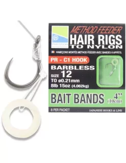 PRESTON METHOD FEEDER HAIR RIGS WITH BAIT BANDS-SIZE 18 (10)
